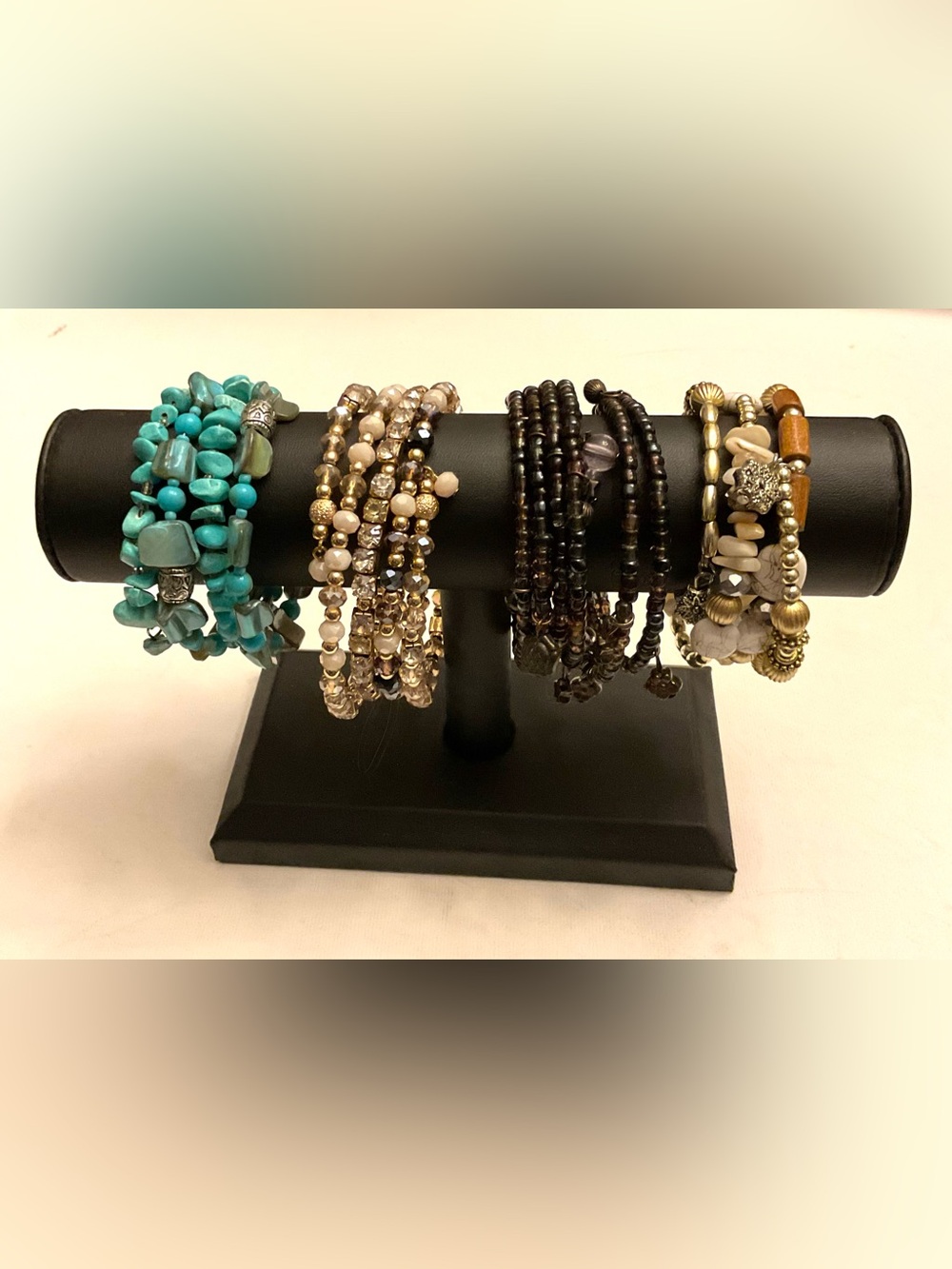 Lot of 4 Beaded Wrap Bracelets - Multicolor - Large Wrist Plus Size